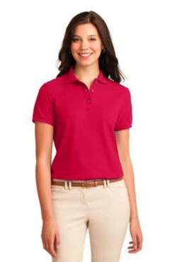 Port Authority Womens Silk Touch Polo Shirt Red