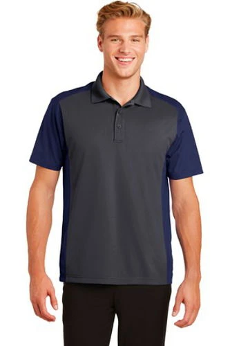 Sport-Tek Mens Colorblock Micropique Sport-Wick Polo Grey/Navy 3 Sport-Tek Mens Colorblock Micropique Sport-Wick Polo Grey/Navy